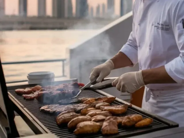 Electric BBQ grill included on a private yacht in Dubai