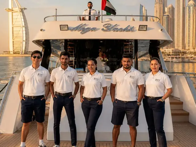 Licensed captain and crew on a yacht rental in Dubai