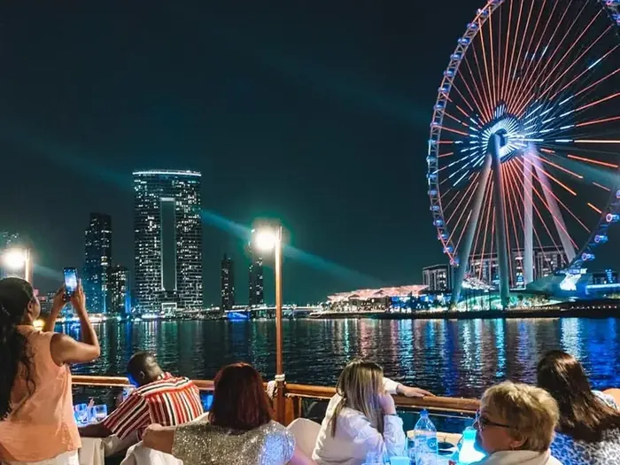 Ain Dubai seen on a private yacht cruise