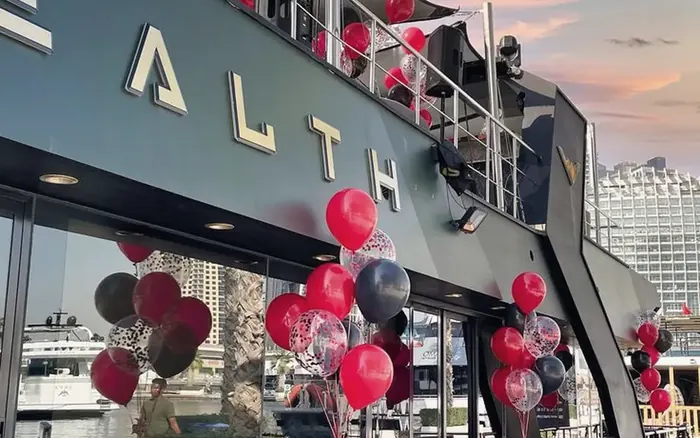 Balloon and theme decoration on a yacht in Dubai